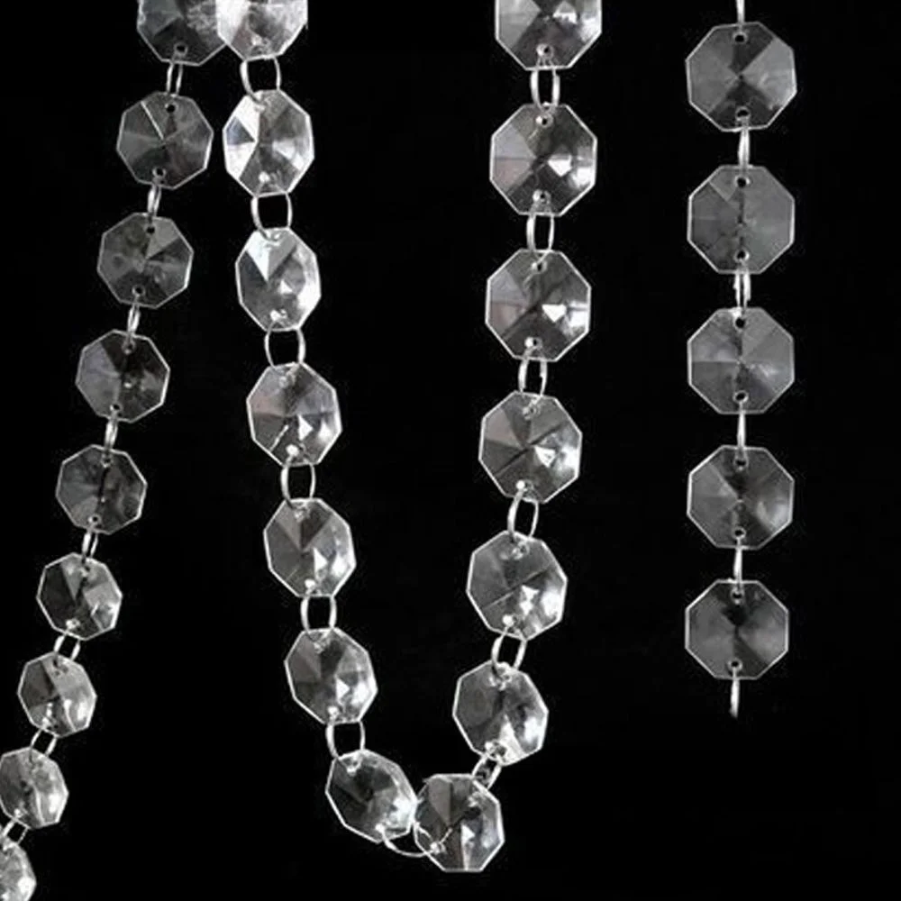 6.6ft Acrylic Octagonal Beads Sun Catcher Chandelier Parts Crystals Chain Strand Garlands Home Jewelry Decor Accessories 200cm