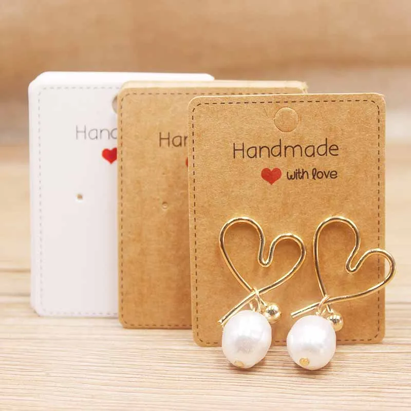 50pcPaper earrring Handmade style earring card 5x5cm/3x3cm /5x9cm /5x6.5cm /5x7cm brown /white DIY Jewelry package card