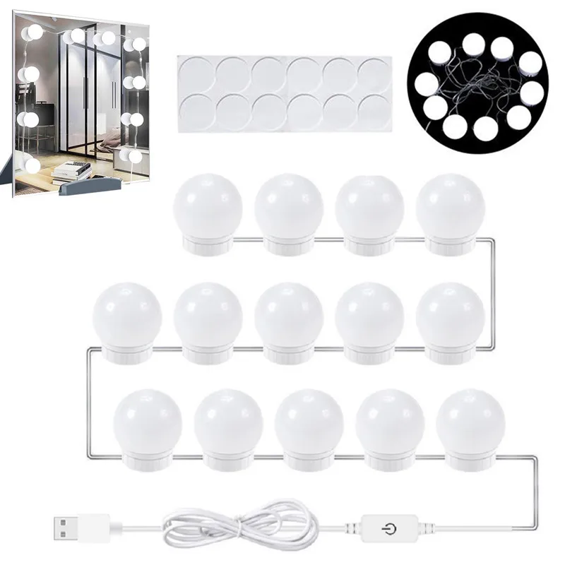 

6/10/14Pcs 8W Led Makeup Mirror Light Bulb Light Bulb Dimmable Dressing Table Mirror Lamp Makeup Lights USB Wall Lamp