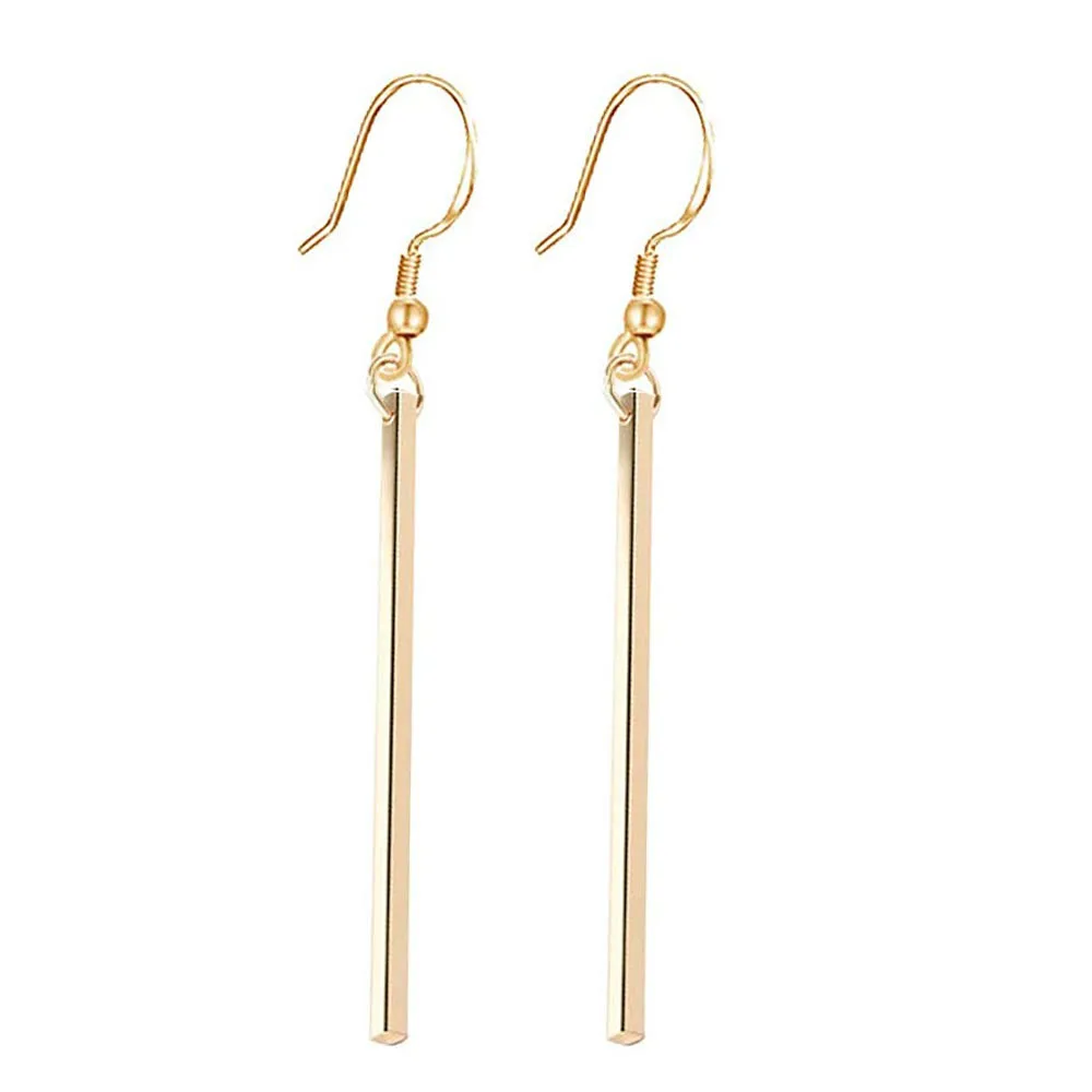 Korean Women's Long Earring Gold Color Stainless Steel Geometry Charm Pendent Dangle Drop Earrings For Women Jewelry 2020