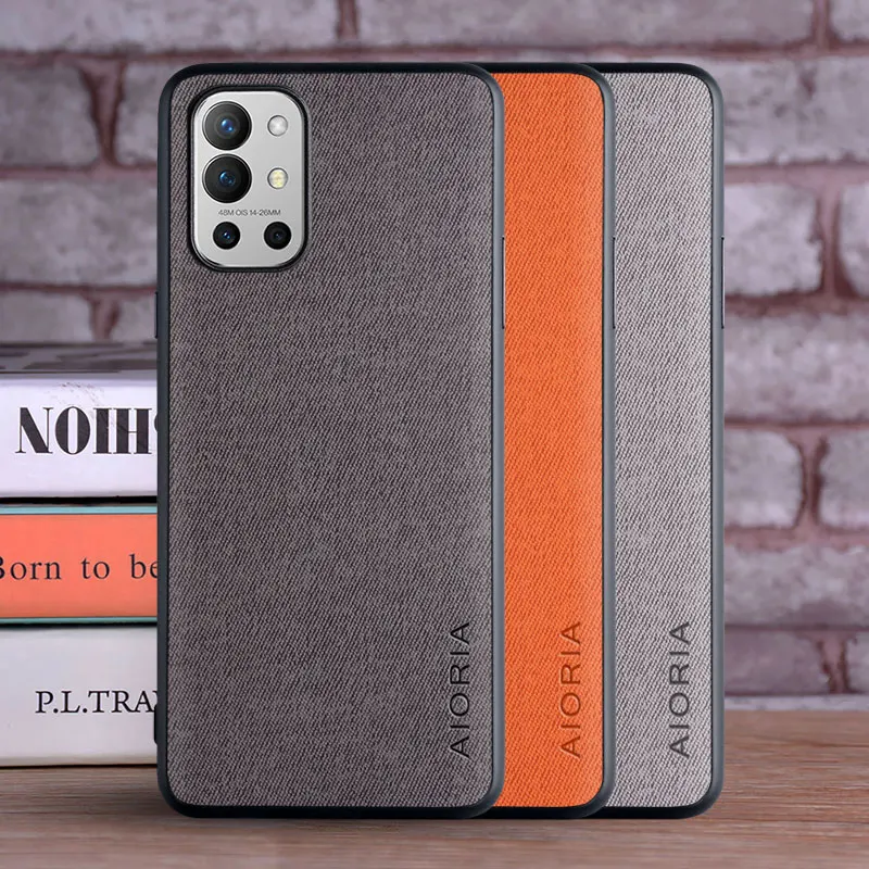 Case for Oneplus 9R coque Luxury textile Leather capa skin soft TPU hard phone cover for oneplus 9r case funda