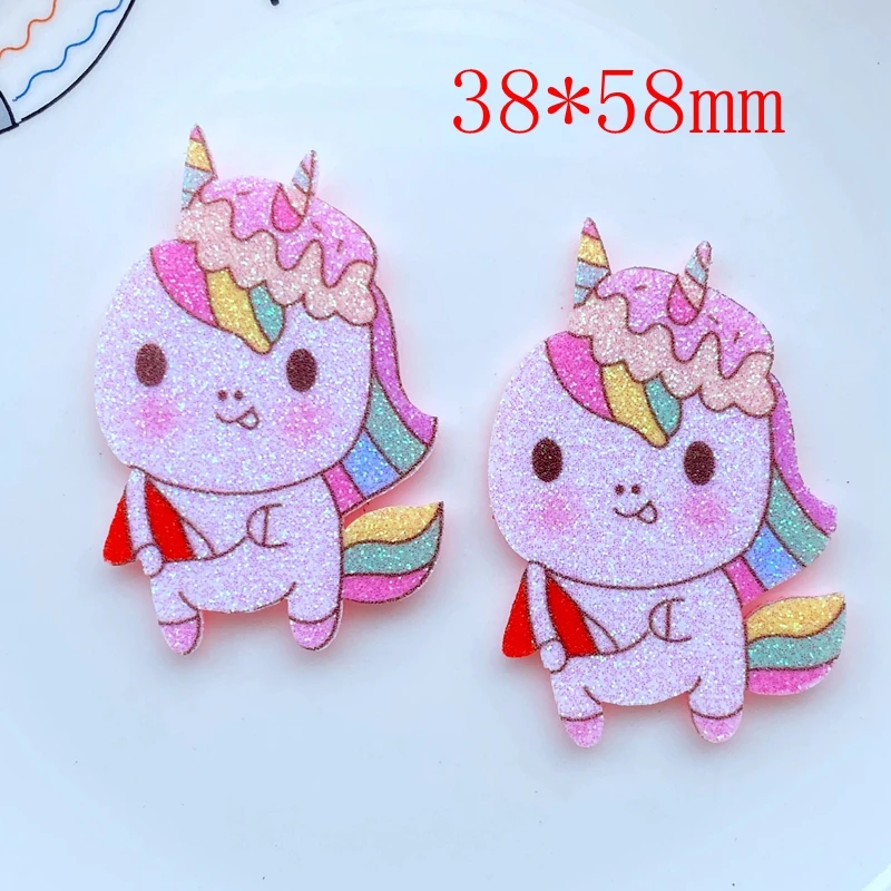 20pcs/Lot Glitter Lovely Unicorn Appliques Felt Patches For Crafts Clothing DIY Scrapbooking Accessories L81