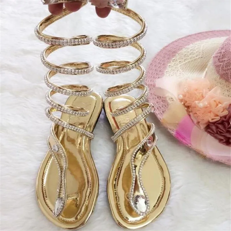 New Arrive Snake Women Summer Shoes Women Sandals Crystal Around Women Gladiator Sandal Women Boots 34--40