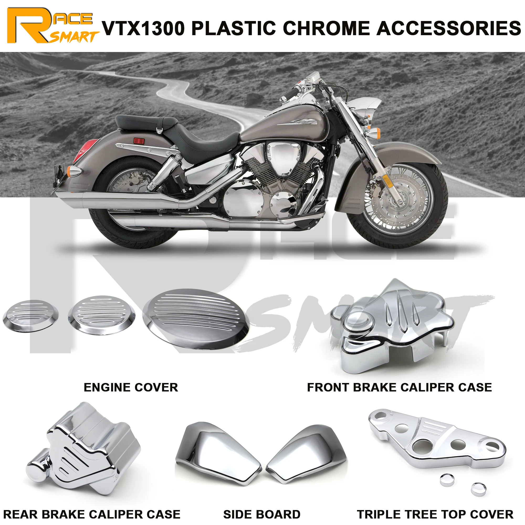 VTX1300 Motorcycle Chrome Cover Decor Trim Case Accessories For HONDA VTX 1300 2003-2009 VTX-1300 2004 2005 2006 2007 2008 VTX