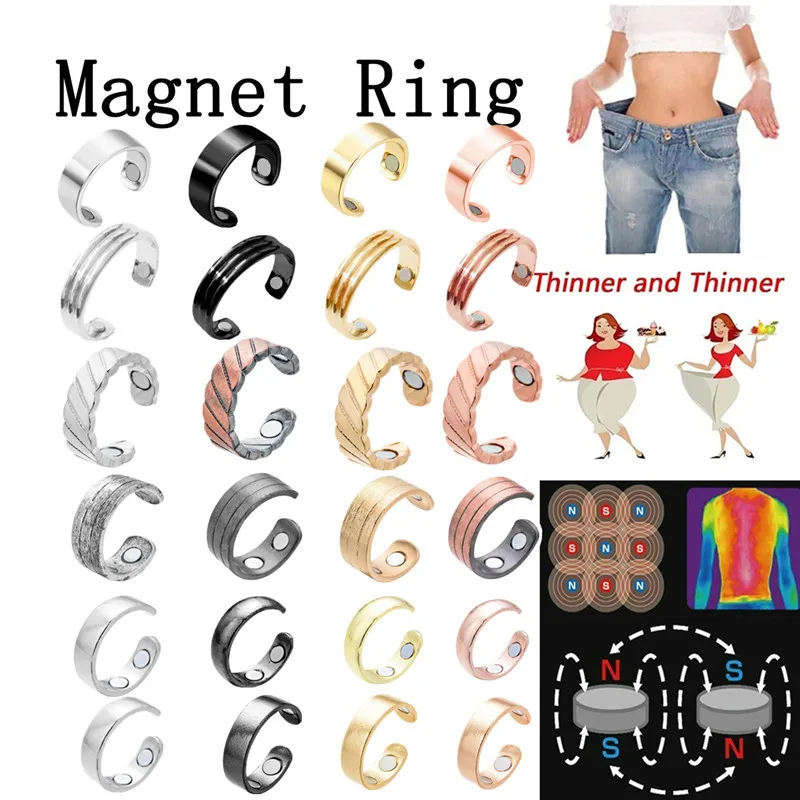 Fashion New Magnetic Slimming Ring Weight Loss Care Fitness Adjustable Lose Weight Fat Burning Fashion Opening Design Jewelry