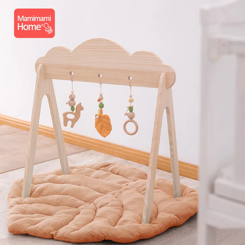 3Pc Baby Houten Bijtring Baby Play Gym Bpa Gratis Hout Hanger Zintuiglijke Ring-Pull Beuken Ring Kinderen Goederen wieg Rammelaar Speelgoed Geschenken