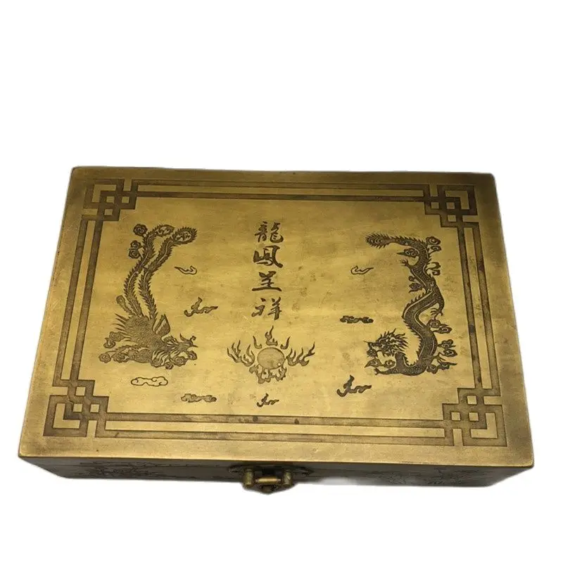 Longfengxiang Copper Jewelry Box, Old Antiques, Chinese