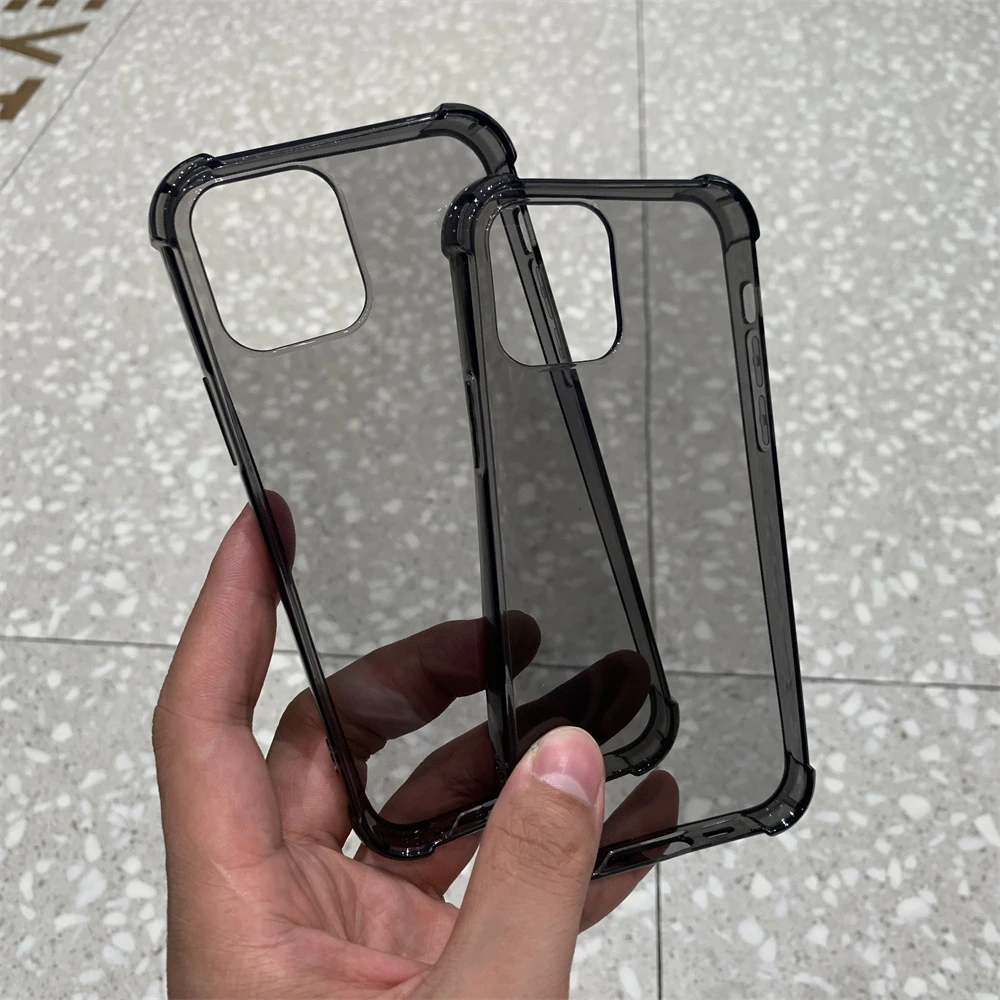 High Quality Clear Black Soft TPU Case For iPhone 16 15 14 Plus 13 12 11 Pro Max Mini X XS XR Transparent Shockproof Back Cover