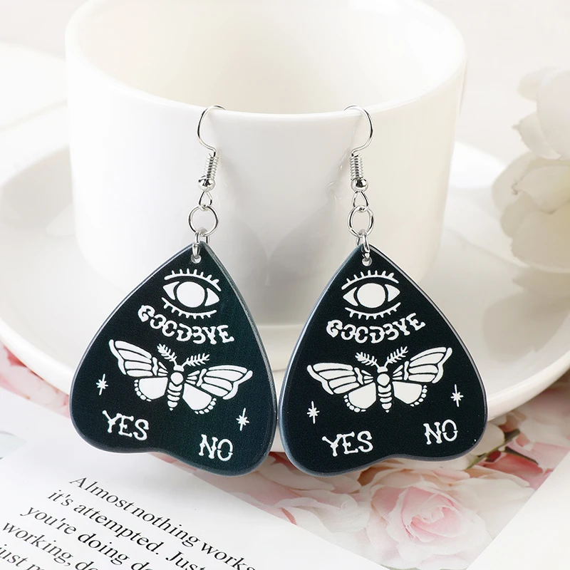 1Pair Fashion Ouija Board Planchette Dangle Earrings Moth Butterfly for Women Birthday Gift