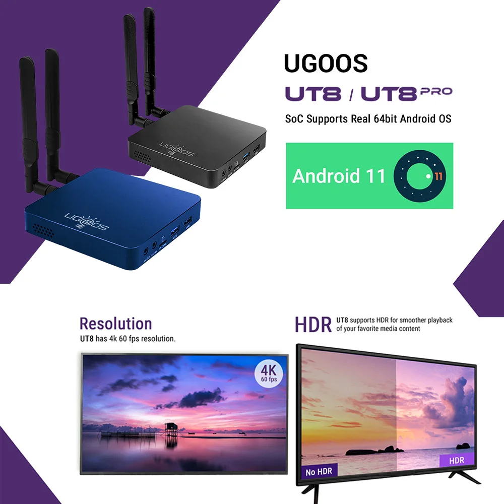 2022 ugoos ut8 pro caixa de tv android 11 ddr4 8gb ram 64gb ut8 4gb 32gb rk3568 wifi6 1000m 4k media player ut8 caixa superior ajustada inteligente