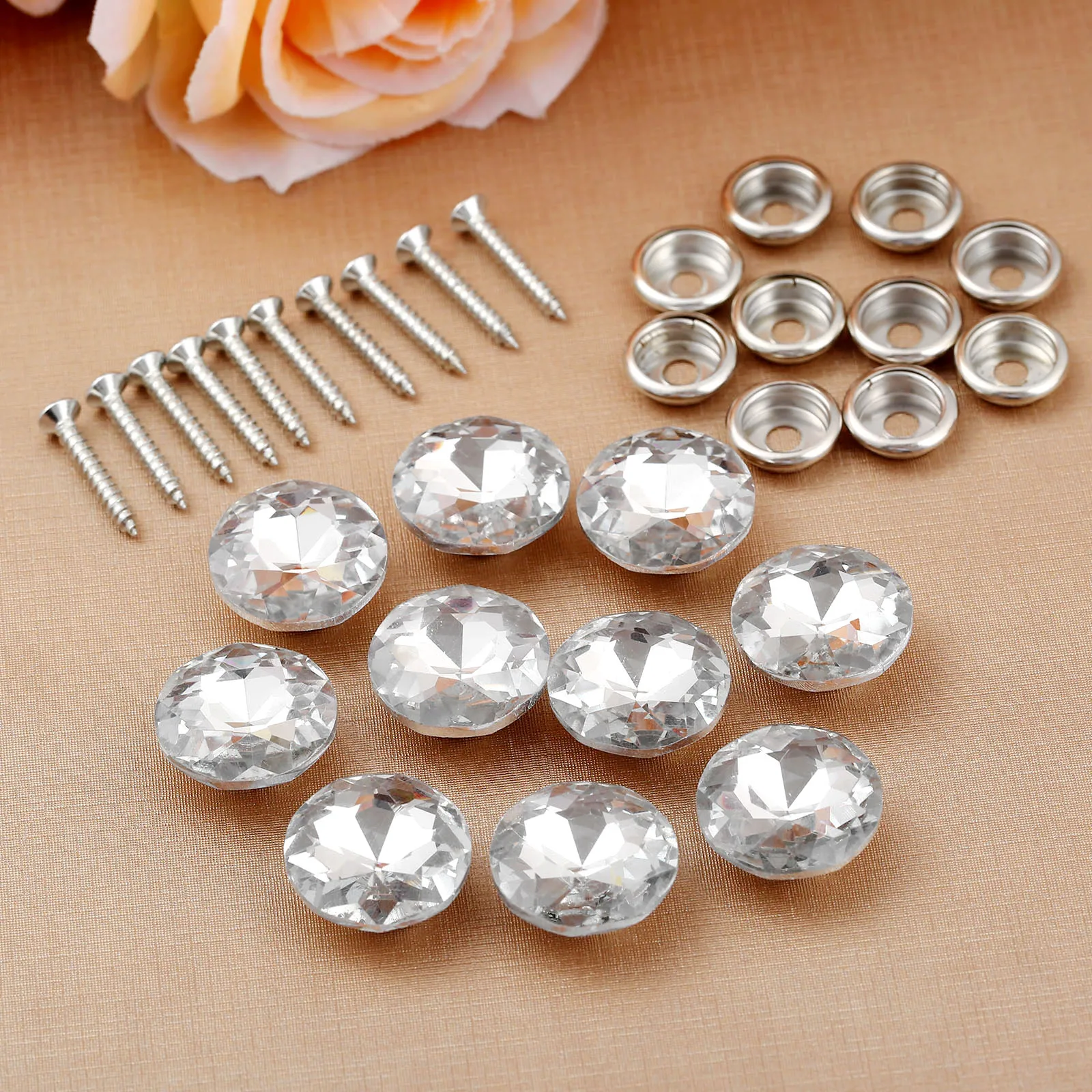 10pcs 20mm Studs Shiny Pattern Diamond Nail Crystal Real Buttons Upholstery Tacks Decoration Craft Headboard Wall Sofa Furniture