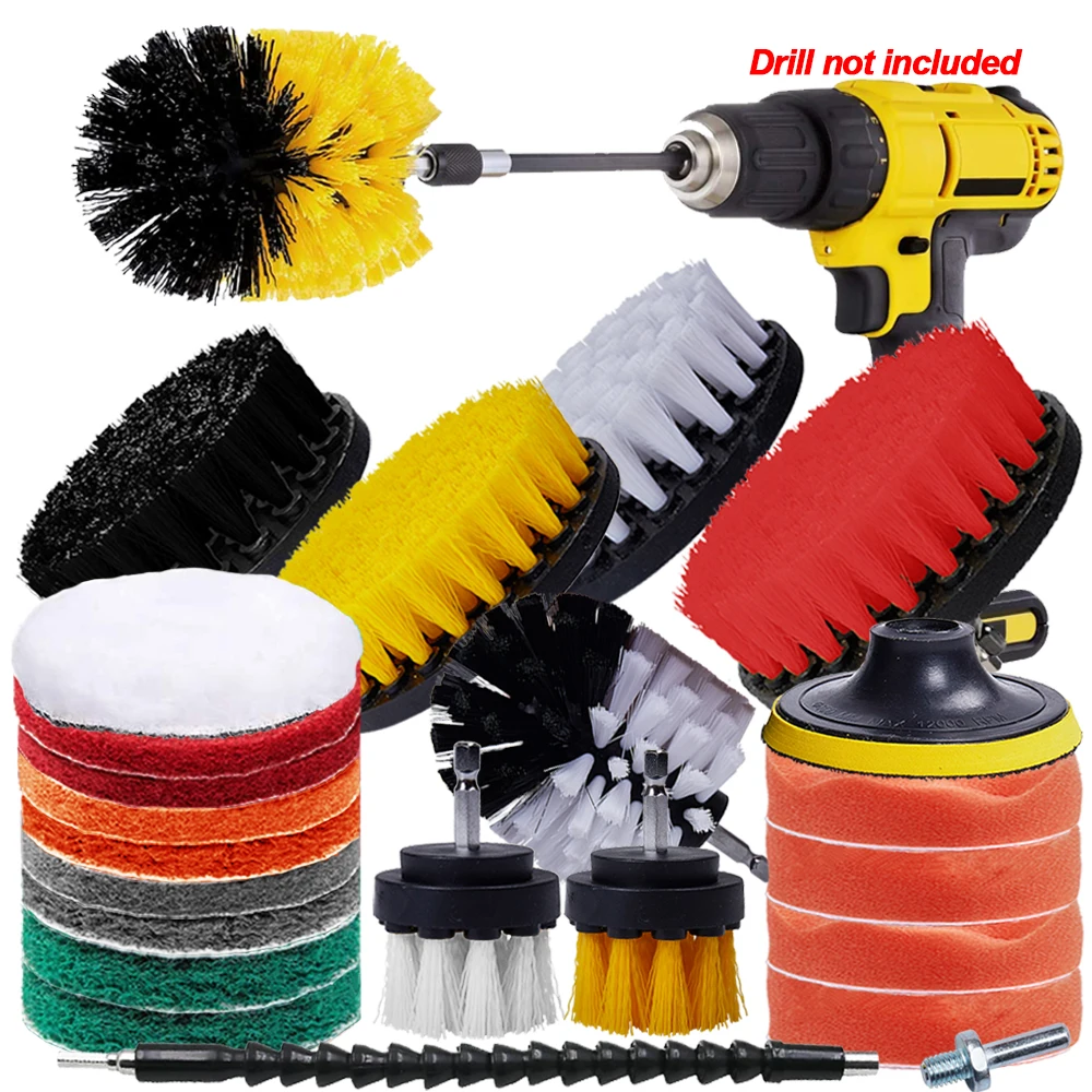 

Drill Brushes Set 24Pcs Detailing Brushes Polishing Pad For Cleaning Car Electric Brush Kit For Auto Carpet Wheel Rim Clean