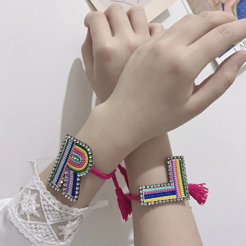 New Ladies New Embroidery Braided Bracelet Adjustable Crystal 26 Letter Bracelet Multi-layer Fashion Bracelet Women Wholesale