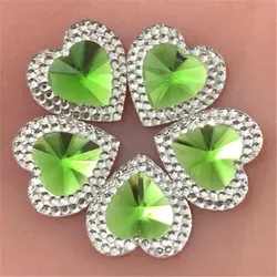 20pcs 16mm Crystal Heart Resin Rhinestones Flat Back Beads Gem Craft