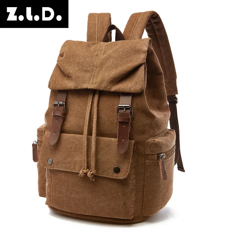 2024 New fashion men's backpack vintage canvas backpack school bag men's travel bags large capacity backpack