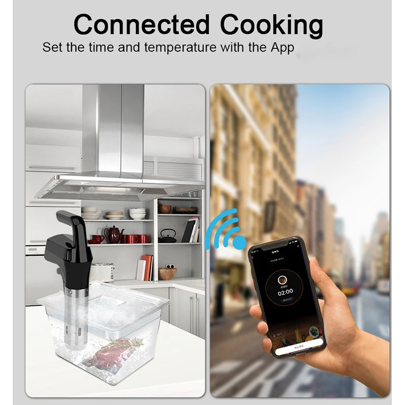 Máquina de cozimento elétrica sous vide app wifi rápido-aquecimento circulador de imersão fogão preciso com temporizador de temperatura precisa