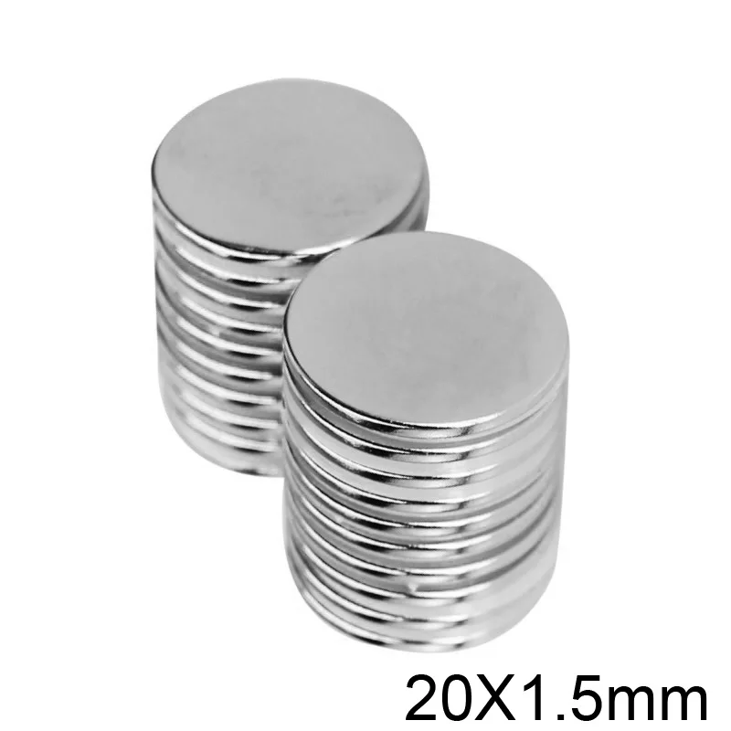 50/100/150PCS 20x1.5 Thin Neodymium Strong Magnets Permanent Round Magnet 20x1.5mm Powerful Magnetic  Disc 20*1.5 mm 20mmx1.5mm