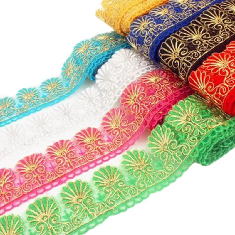 

Flower Embroidery Lace Colorful Pattern Shape Trim Applique Ribbon 10 Yards/Lot Sewing DIY Craft African lace