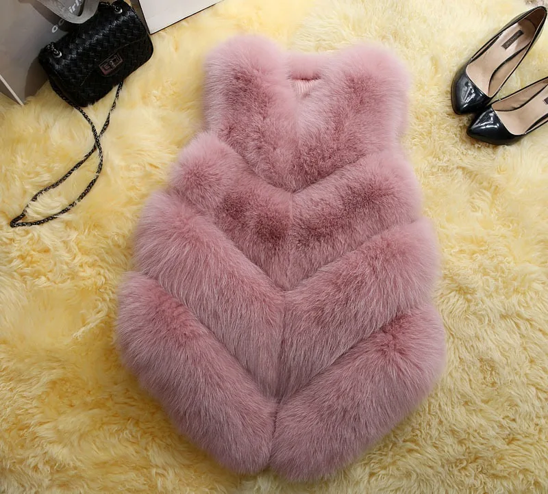 New Fashion Faux Sliver Fox Fur Vest Coat Winter Coat Women Waist Coat Fur Gilet Women's Fur Jacket Fur Vest For Ladies