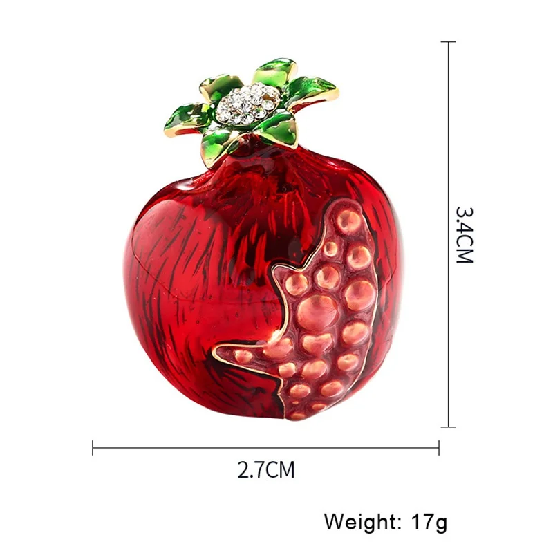 1PC Trendy Dress Fruit Shape Red Pomegranate Green Leaf Cherry Brooches for Women Suit Lapel Pin Clothing Wedding Scarf Badges