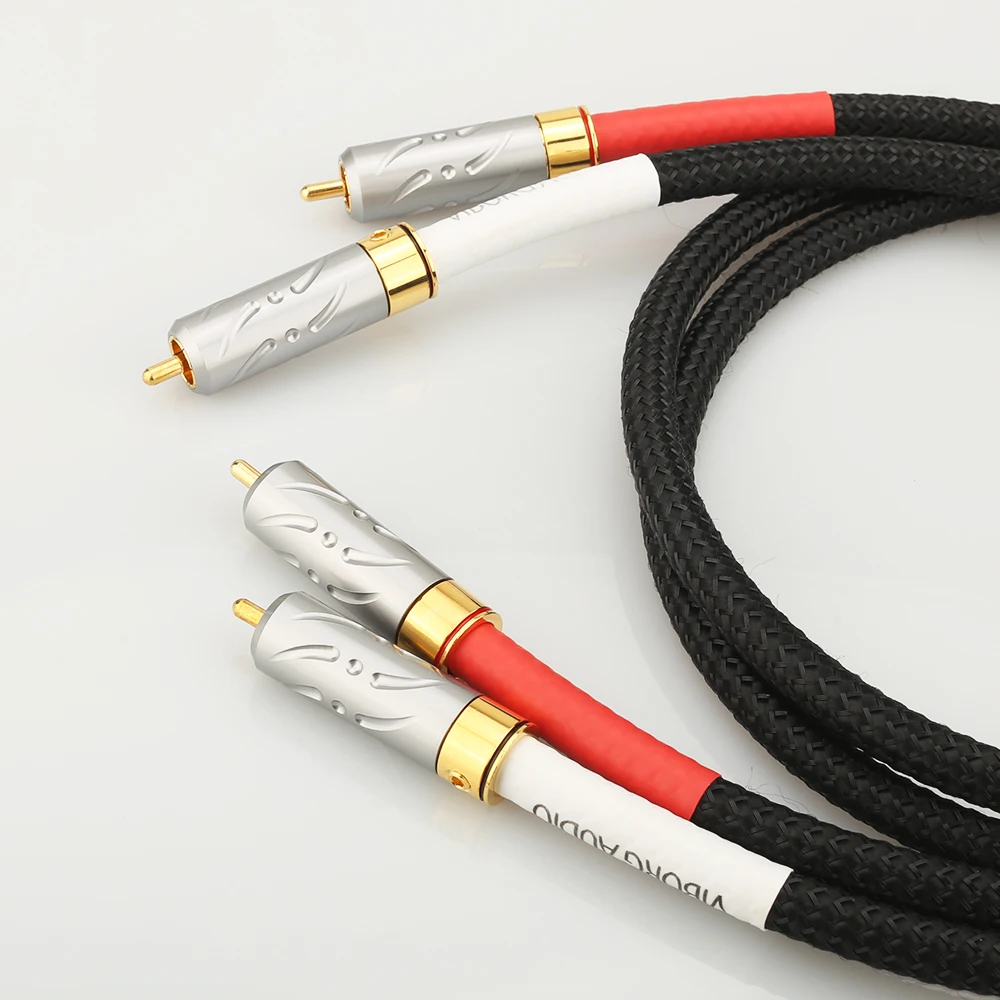 คู่ Hi-End Viborg 09G-801 4N หลาย Oxygen Bar ทองแดงบริสุทธิ์ Interconect สายเดียวลวดทองแดงบริสุทธิ์ RCA Plug