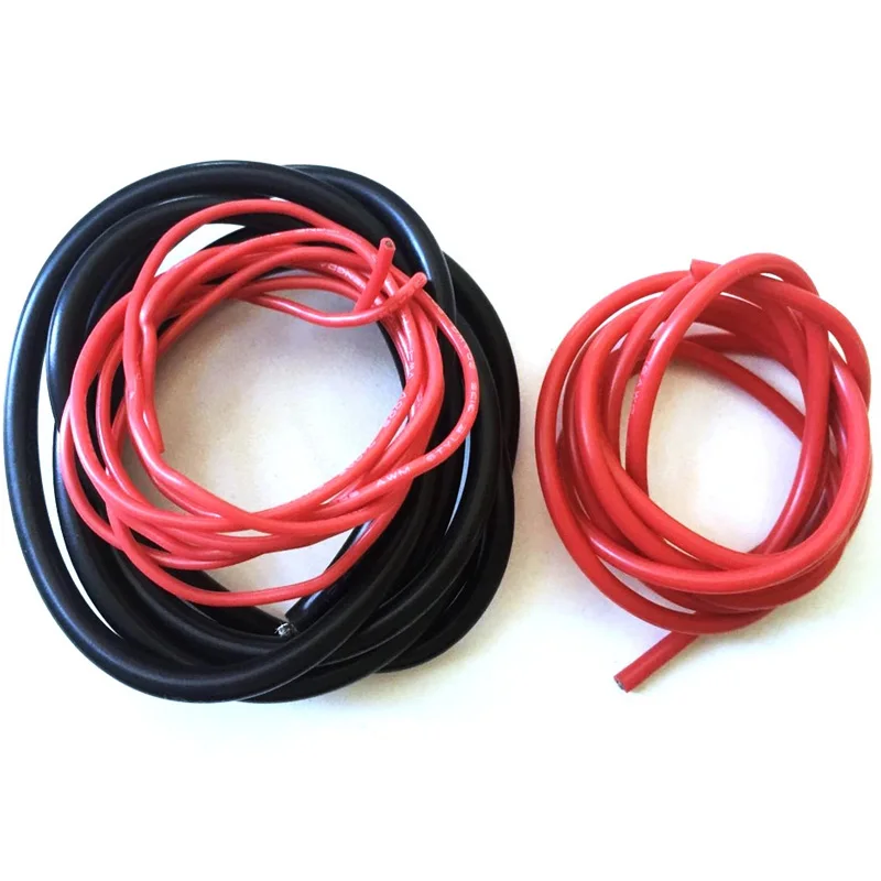 2 meter Silicon Wire 8 10 12 14 16 18 20 22AWG Heatproof Soft Silicone Silica Gel Wire Cable (1meter Red+1meter Black) )