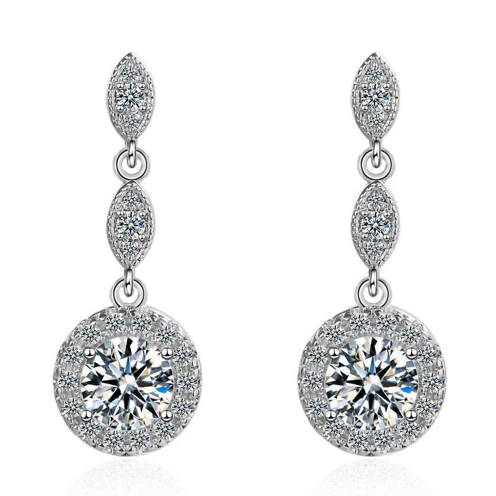 New Arrival 925 Silver Needle Trendy Water Drop Shine Cubic Zirconia Ladies Tassel Stud Earrings Biżuteria Prezenty Tanie