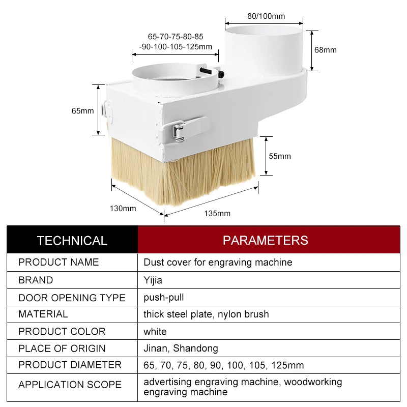 Écrou de chaussure anti-poussière de routeur CNC, nettoyeur de brosse de fraiseuse, outils de travail de calcul, couvercle anti-poussière de gravure de broche, 65mm, 75mm, 80mm, 85mm, 90mm, 100mm