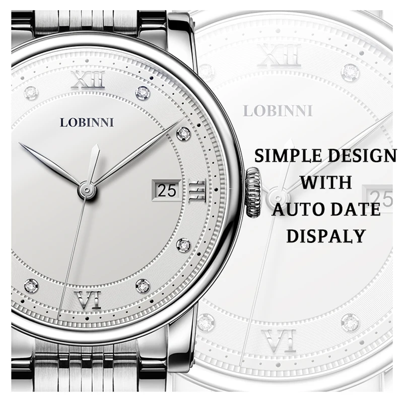 LOBINNI Fashion Casual Ladies Wrist Watch Stainless Steel Dress Women Watches Calendar Analog Quartz Female Clock Ladies Gifts