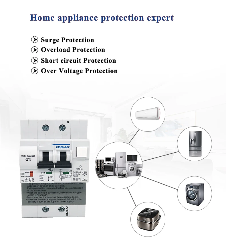 EWelink RCBO 2P WiFi Circuit Breaker Power Monitoring Leakage Protection Smart Breaker Alexa IFTTT Compatible Lan Control