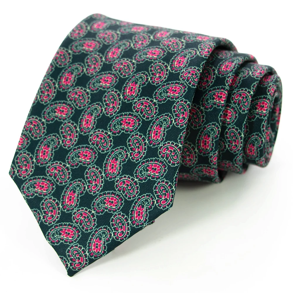 Neue modische Herrenkrawatte mit Print, handgefertigt, 8 cm Seidenkrawatte, Paisley-Blumenmuster, geometrische Krawatte für Geschäft, Party, Hochzeit, Geschenk. – Detail 22