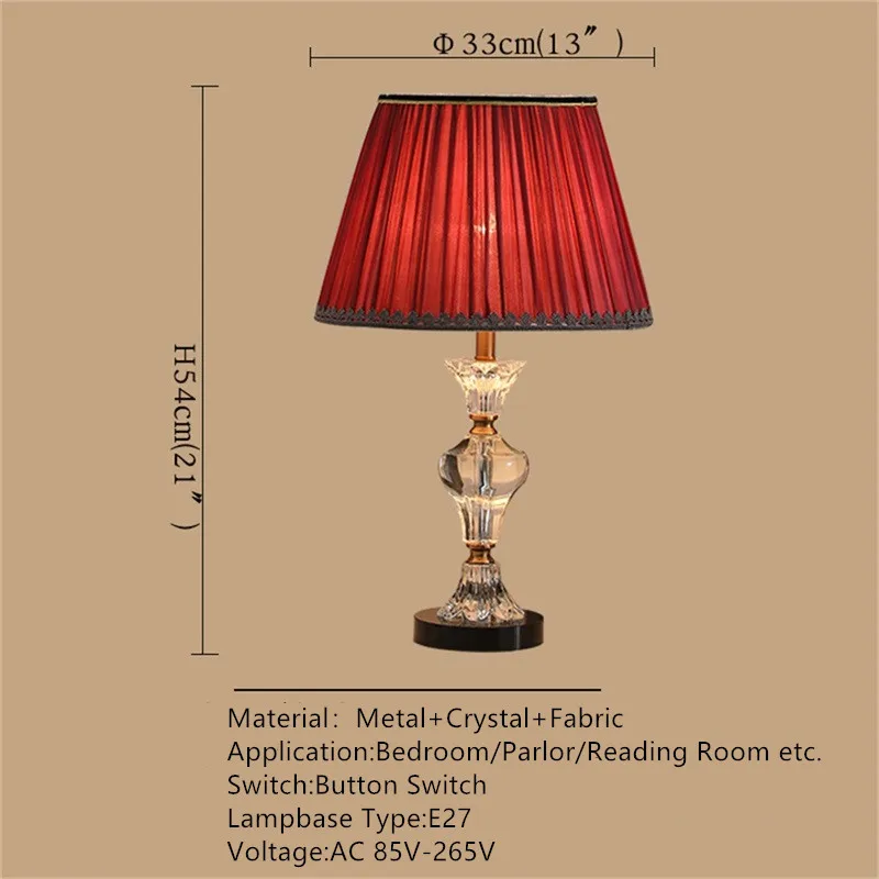 OURFENG Table Lamp Crystal Modern Bedside LED Desk Light Luxury Decorative for Home Foyer Bedroom Office Hotel Study