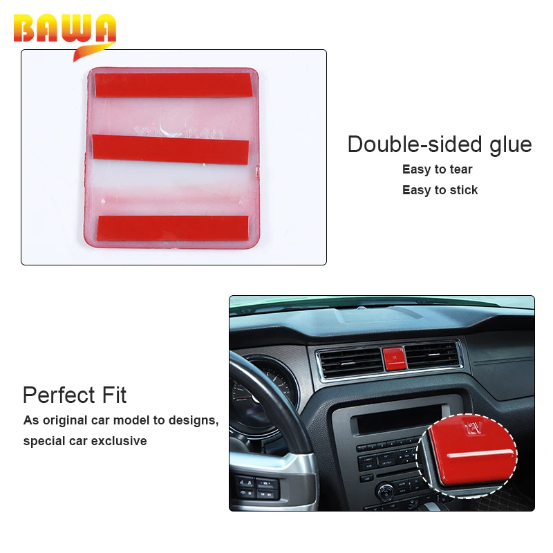 BAWA Car Cigarette Lighter Panel Decoration Cover Stickers Accessories For  Ford Mustang 2010 2011 2012 2013 2014 Interior Parts