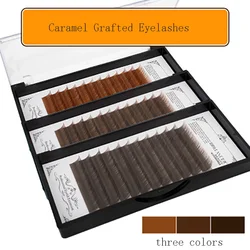 Fashion Caramel Grafted False Eyelashes Natural Thick Soft Single Root Close-packed Light Brown Dark Brown Black Brown Eyelashes