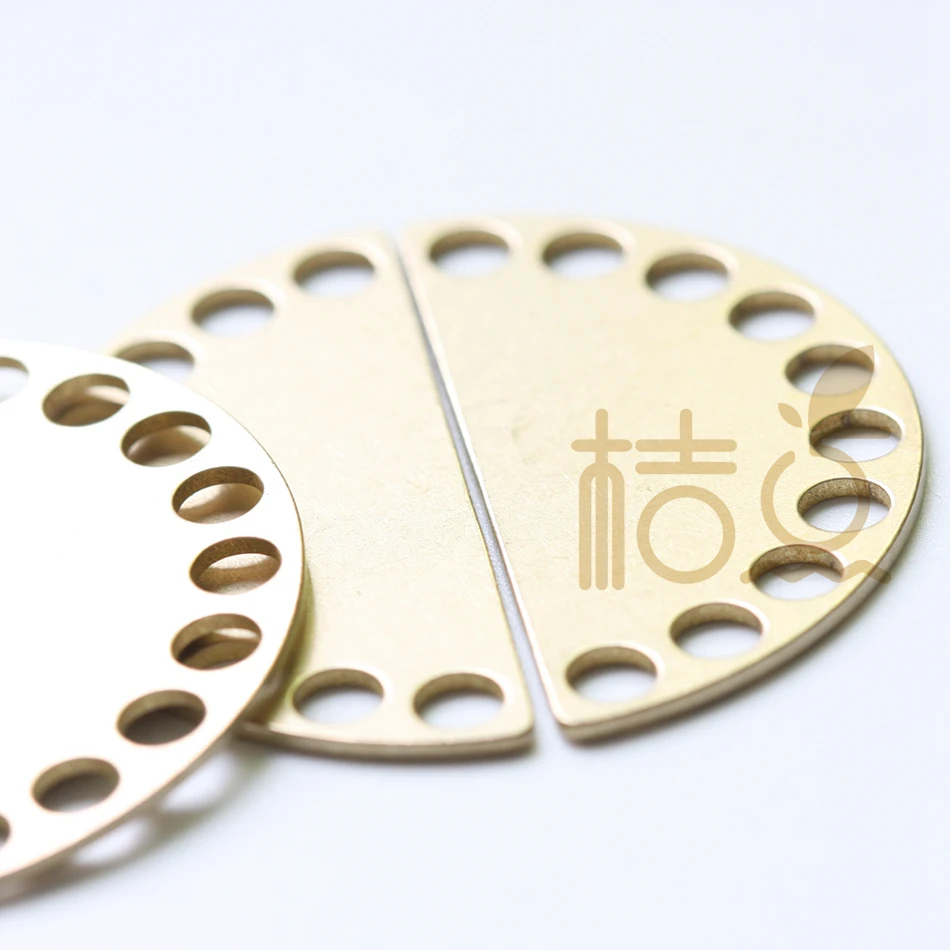 4 Pieces Laser Cut Solid Raw Brass Charm - Half Circle with Multiple Holes 38x19mm (4508C)