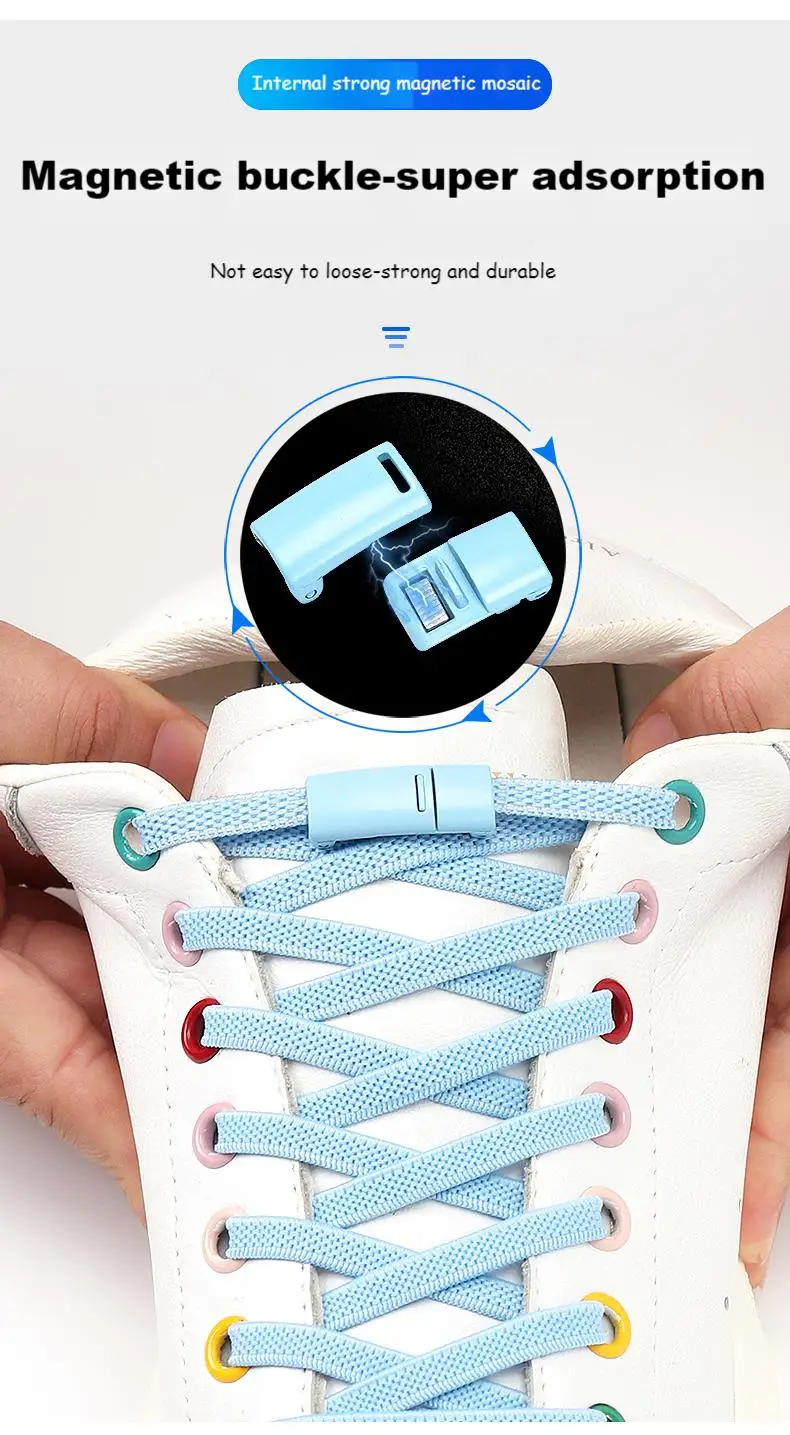 Multicolor Magnetic Lock Laces Sneakers Shoelaces Elastic No Tie Shoelace Kids Adult Quick Tieless Shoe Lace Fits All Shoes Size