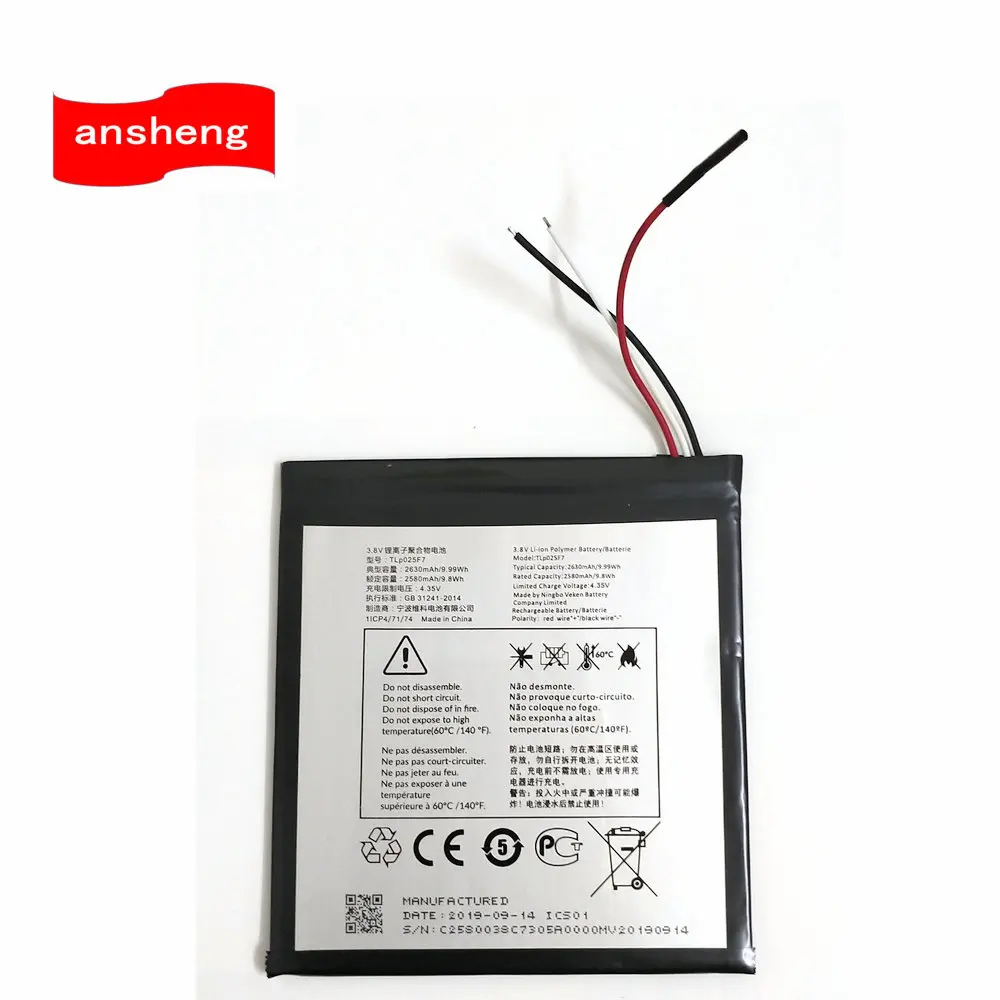 Original 3.8V 2580mAh TLp025F7 TLp025FA Battery For Alcatel 1T 7