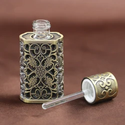 3ml Antiqued Metal Perfume Bottle Arab Style Essential Oils Bottle Container Alloy Royal Glass Bottle Wedding Decoration Gift