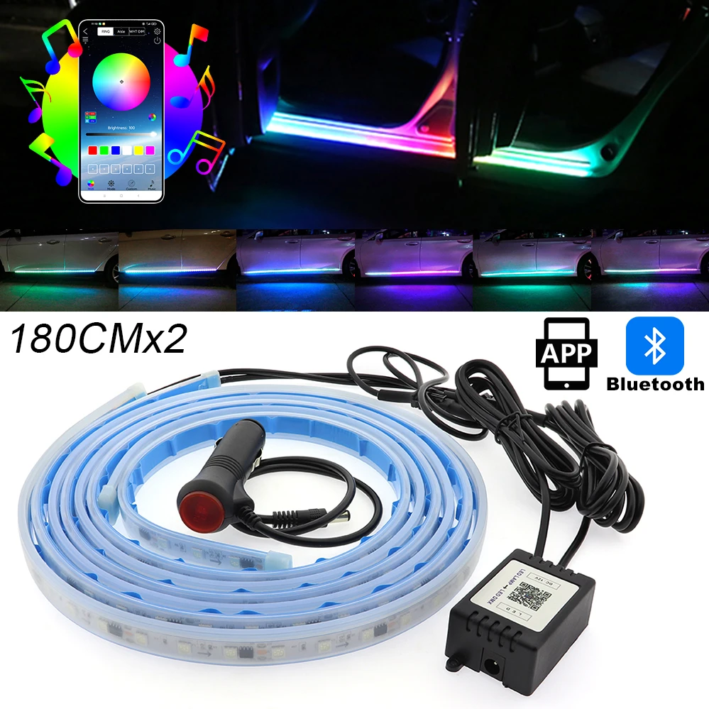 

2 Pcs 70.86 inch Car Running Board Lights 105-SMD 5050 Chips Multicolor RGB LED Strip Lights Wireless Bluetooth 4.0 APP Control.