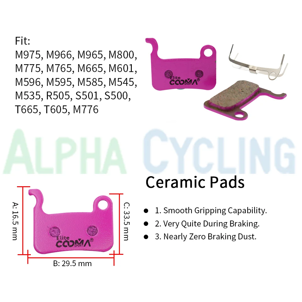 4 Pairs Ceramic Bicycle Disc Brake Pads for Shimano M975, M966, M965, M800, M775, M765, M665, M601, M596, M595, M585, M545, M535