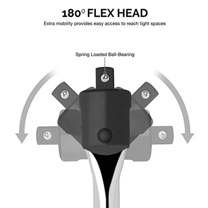 Top-1Piece 24 Inci Panjang 1/2 Inci Breaker Bar Soket Driver 180 Derajat Flex Head Dengan Pegas Bola Bearing kunci Socket Ha