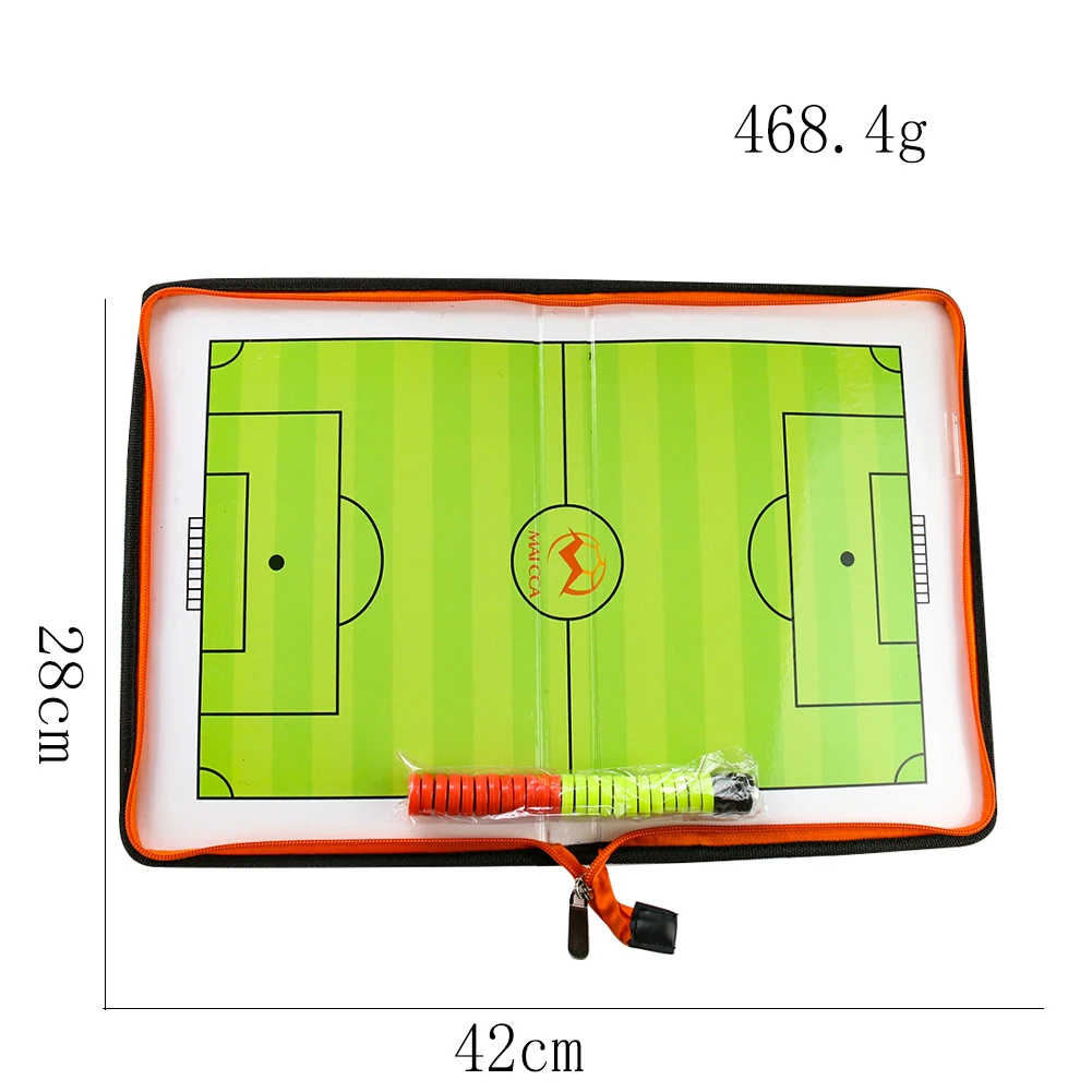 Tablero táctico de fútbol con cremallera, portapapeles Plegable, portátil, equipo de asistencia de entrenamiento, tablero de enseñanza de cuero