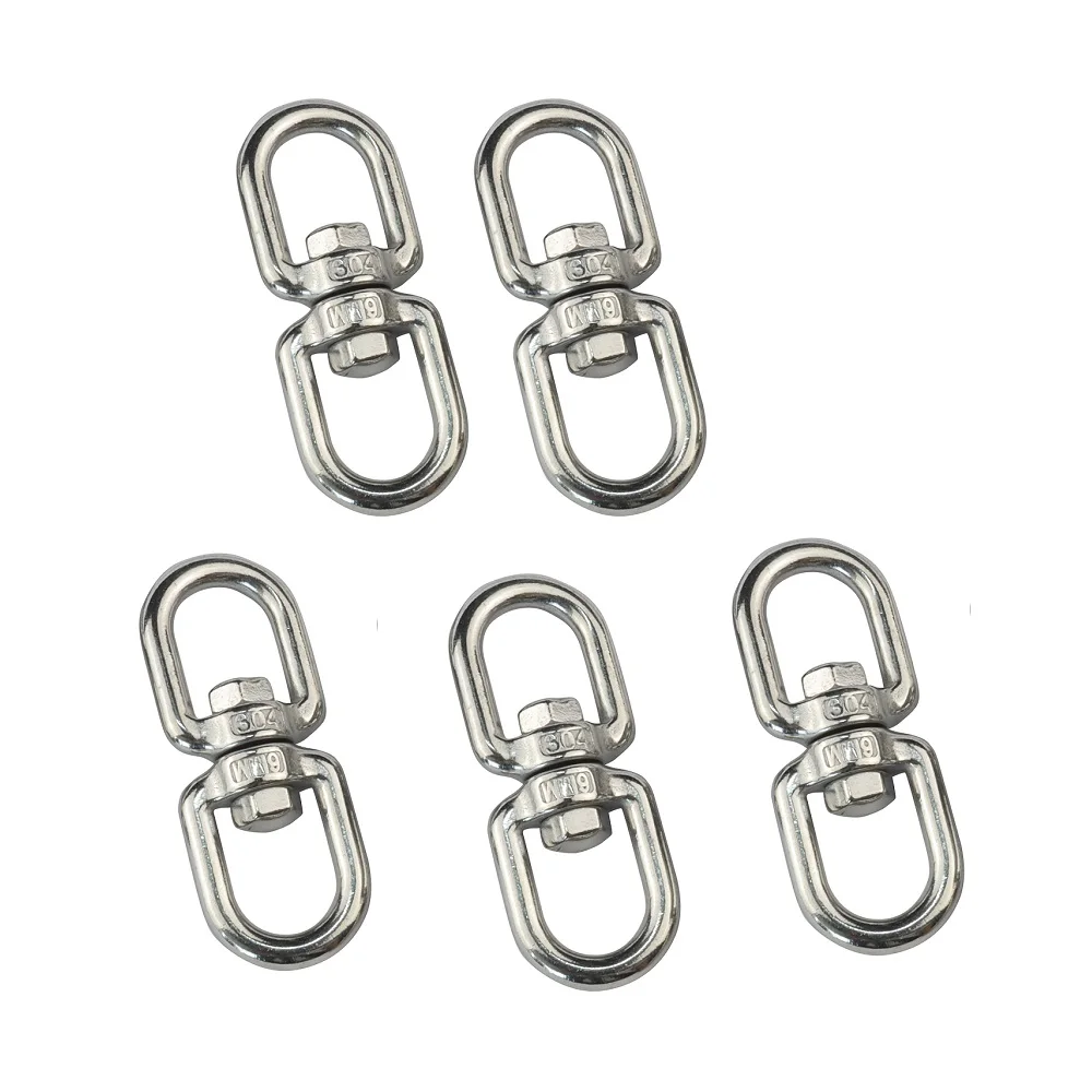 5PCS 304 Stainless Steel Mooring Anchor Chain Double Eye And Eye Liftting Swivel Ring 4mm 5mm 6mm 8mm 10mm Stainless Swivel Hook