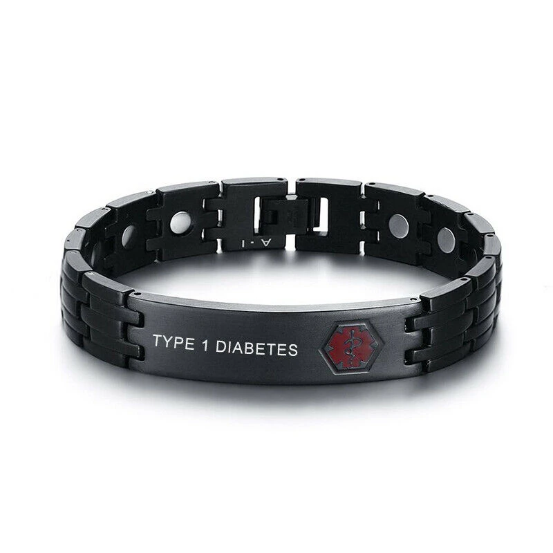 Vnox Gratis Graveren Medische Alert Id Armband Voor Mannen Bangle Gezondheidszorg Energie Rvs Mannelijke Sieraden - afbeelding 1