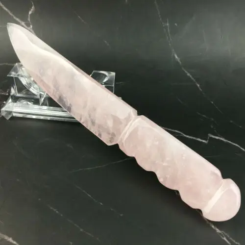 Natural Rose Quartz Dagger Knife Hand Carved Crystal Reiki Point Healing 1pc