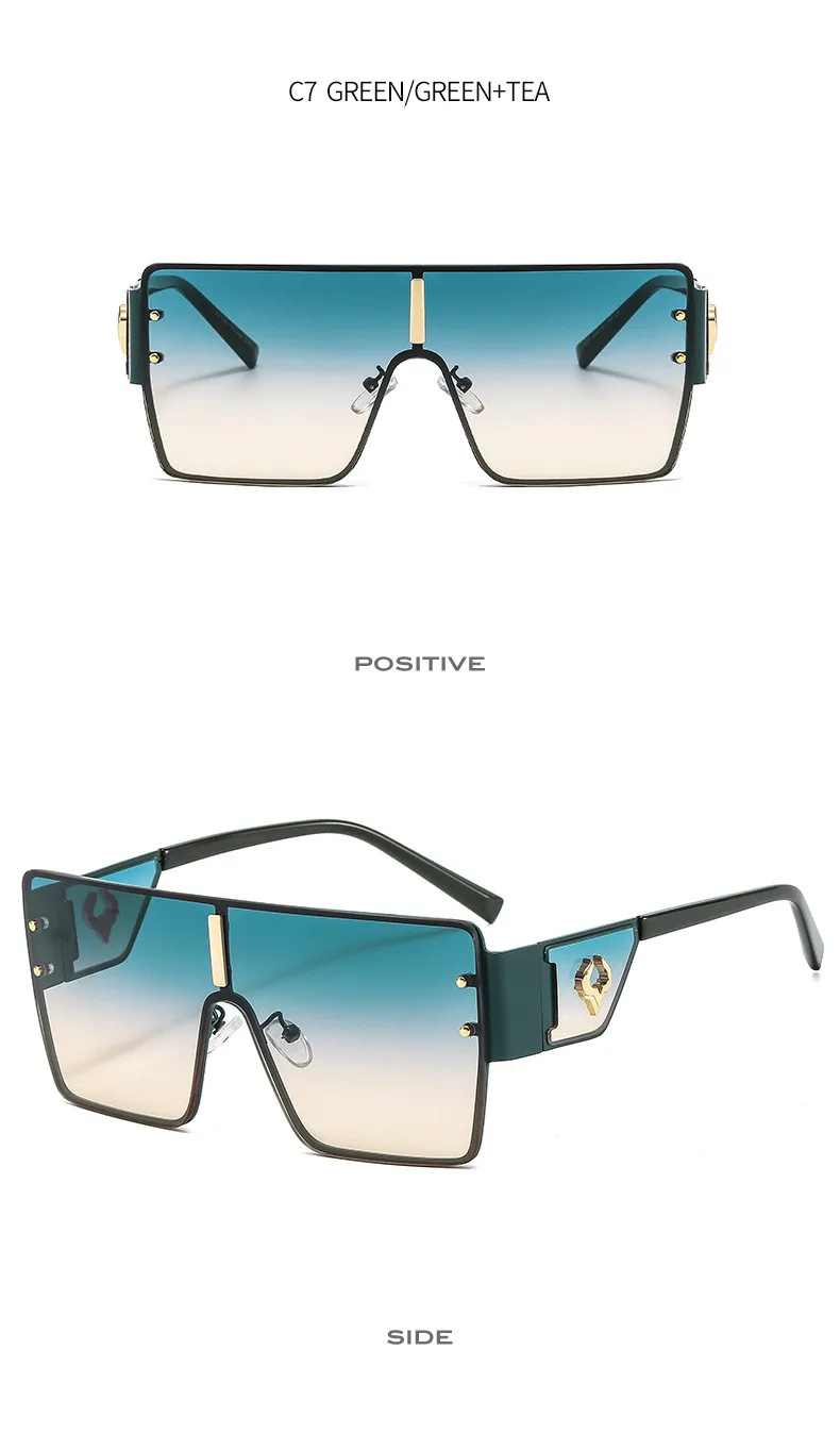 Vintage Punk Übergroße Sonnenbrille Männer Designer Fahren Gläser Frauen Luxus Retro Quadratischen Metall Rahmen UV400 Brillen – Detail 13