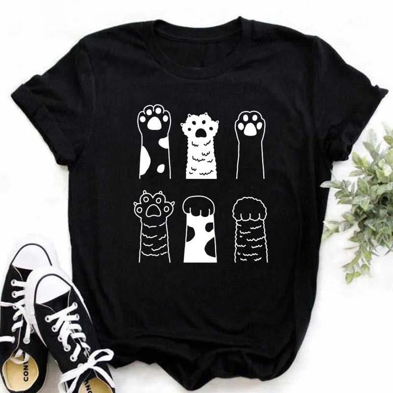 Maycaur Kawaii Cats Print Summer Cute Women Tshirt Funny Cartoon T Shirt Female Ullzang T-shirt 90s Fashion Korean Style Top Tee