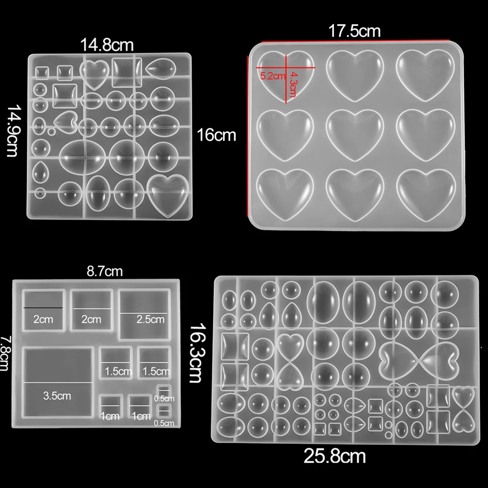 UV 수지 하트 스퀘어 하프 볼 실리콘 몰드 펜던트 에폭시 수지, DIY 쥬얼리 만들기 도구 찾기 액세서리, 1 개