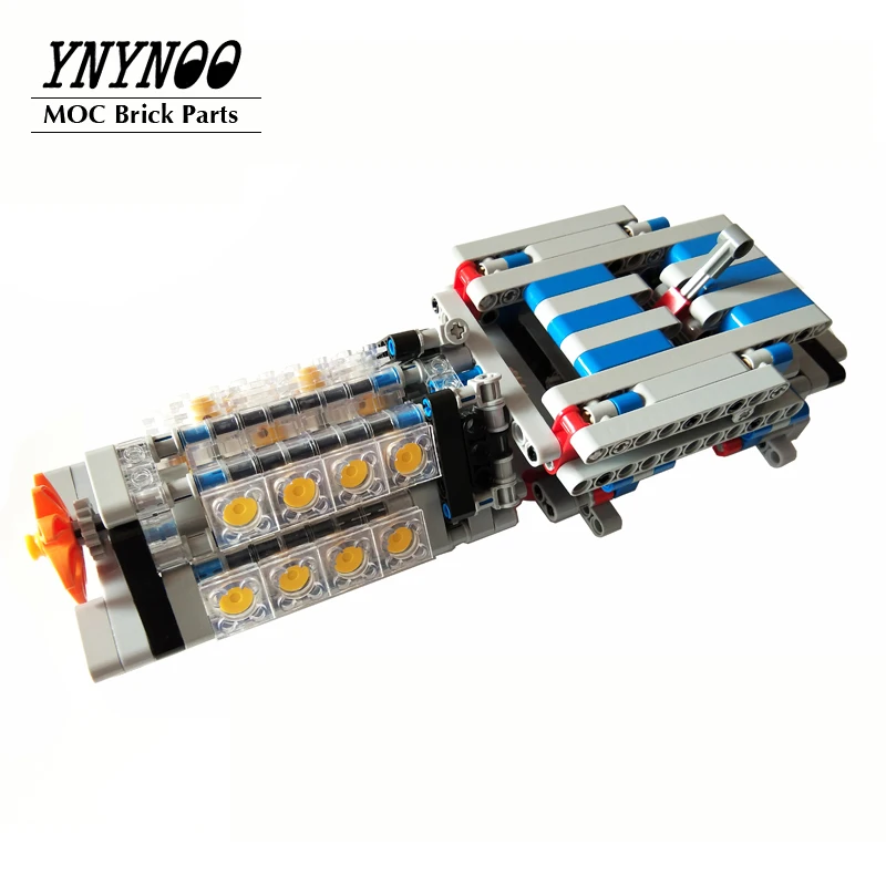 Technical Sequential Gearbox 6 Speeds Matched with V16 Cylinder Engine MOC Building Bricks Kit Blocks DIY Mechanical Group Toys