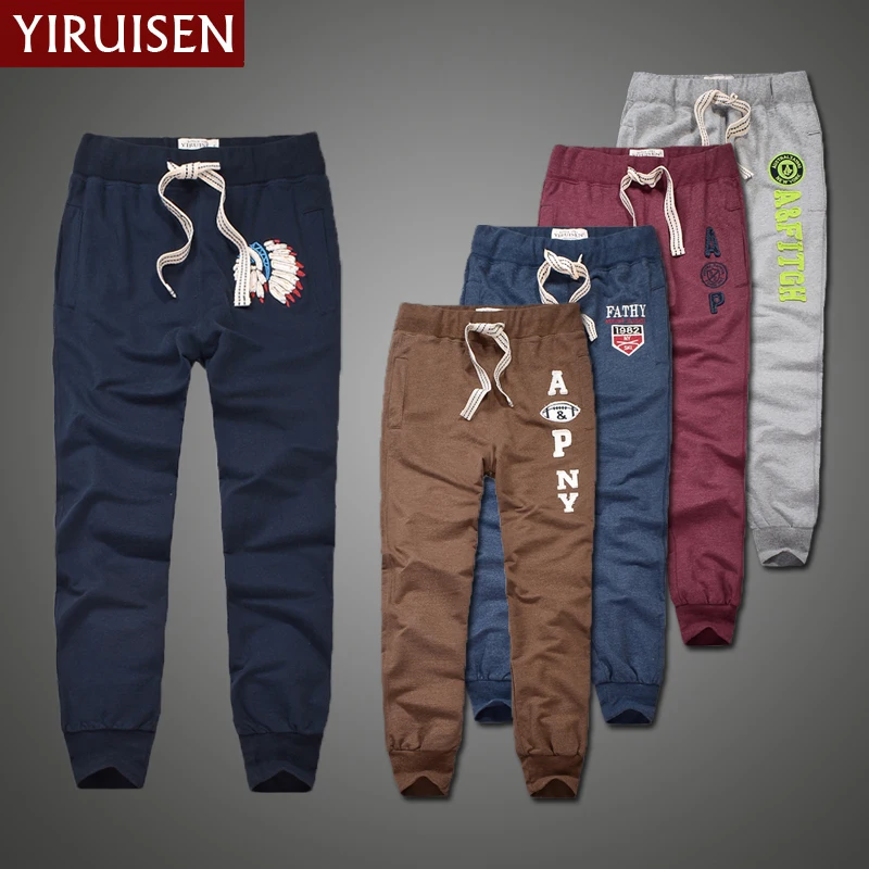 

Wholesale YiRuiSen Brand 100% Cotton Lightweight Sweatpants For Men Patchwork Casual Long Sweat Pants Men Autumn Clothing